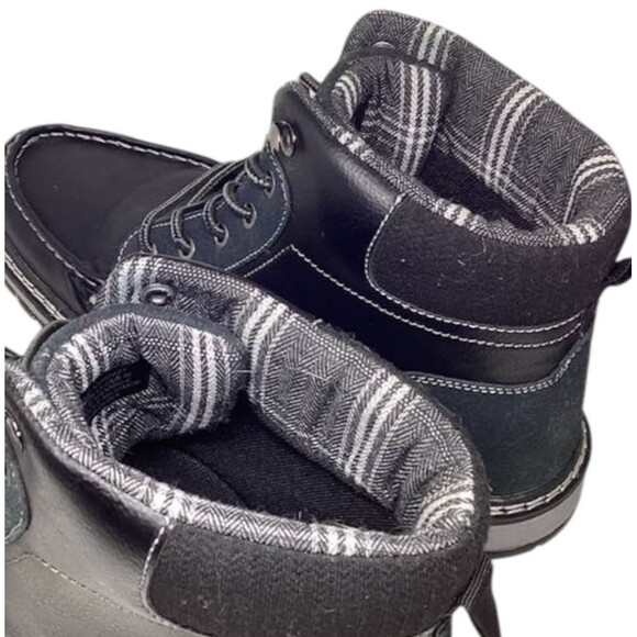 Xray Mens Sz 13 Ankle Boots Black Leather Plaid Lace Up Work Casual High Top NEW main image 8